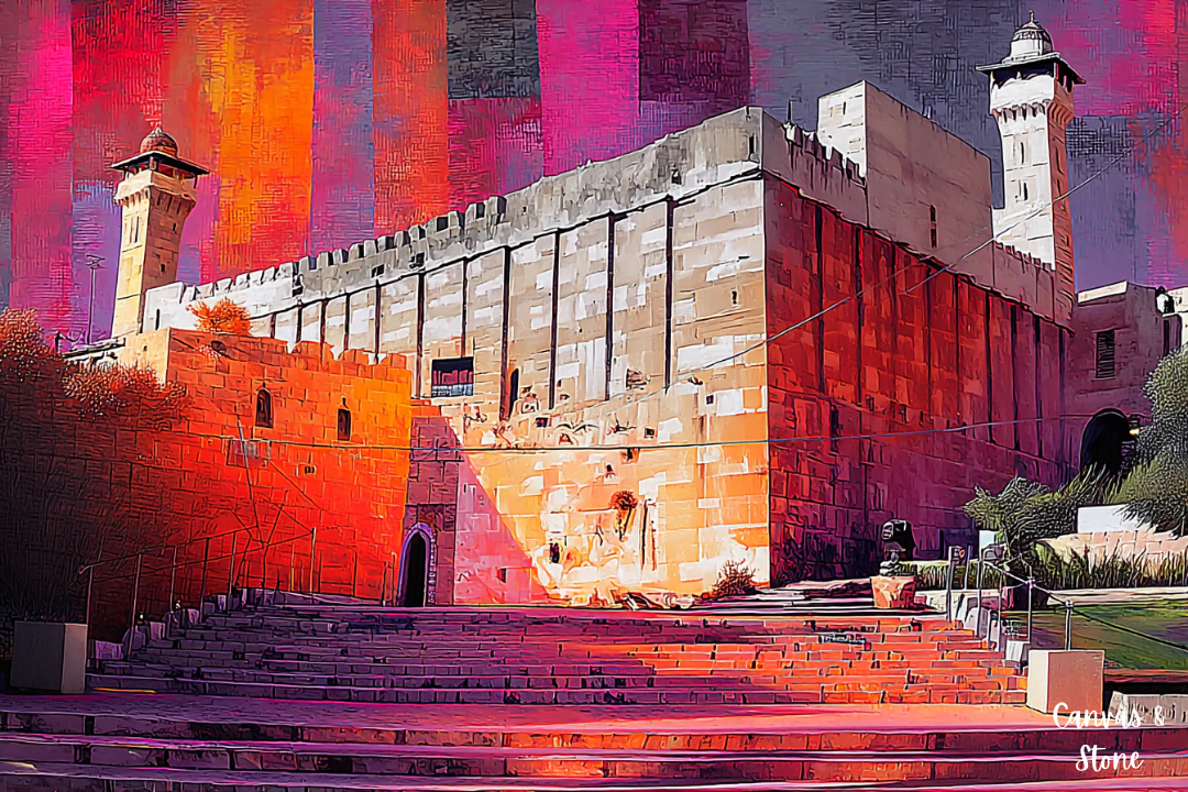 geometric abstract painting of Me’arat HaMachpelah (Cave of the Patriarchs)