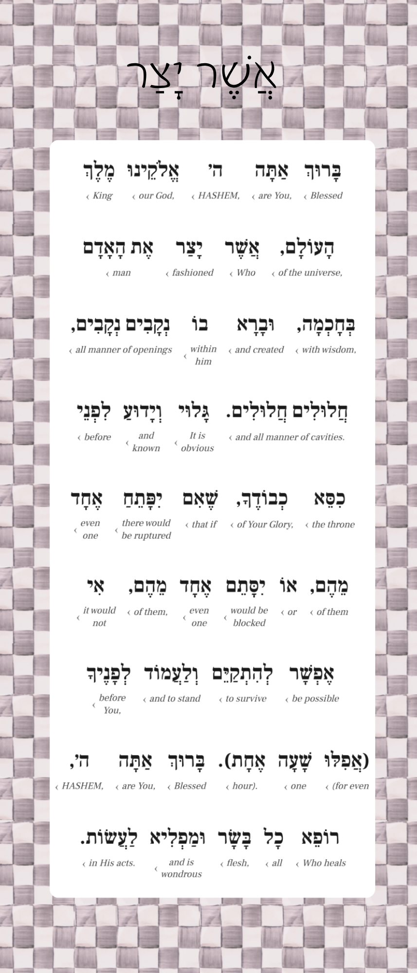 Sterling Check Asher yatzar