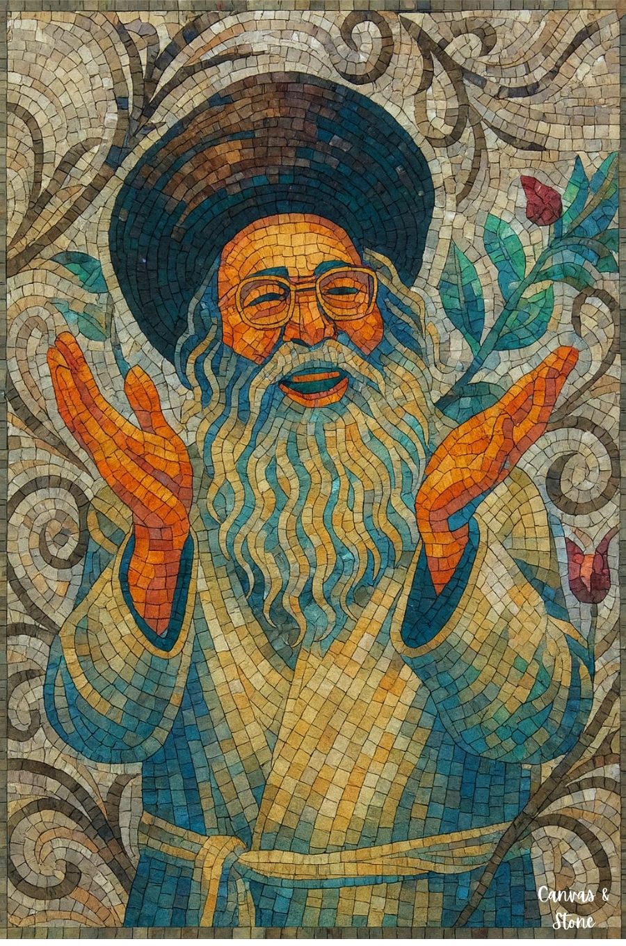 Joyful Elder in Mosaic Art