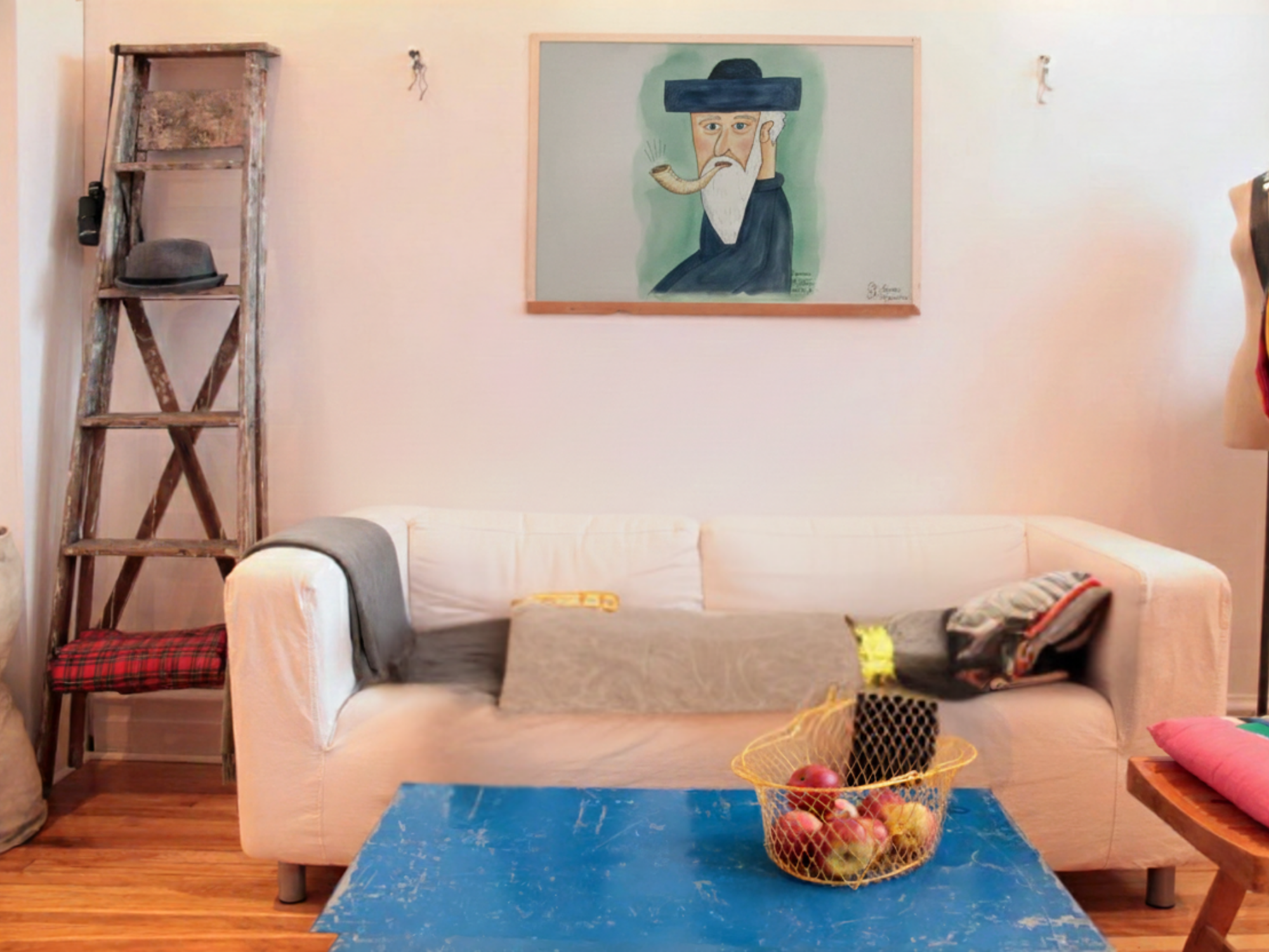 Rabbi Blowing Shofar – High Holiday Jewish Art (Canvas, Acrylic, Aluminum) – Rosh Hashanah Gift