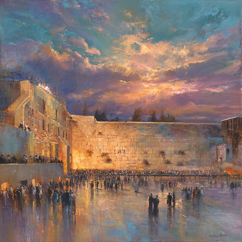 Abstract Impressionist Kotel – Western Wall Art (Canvas, Acrylic, Aluminum) – Modern Jewish Wedding Gift