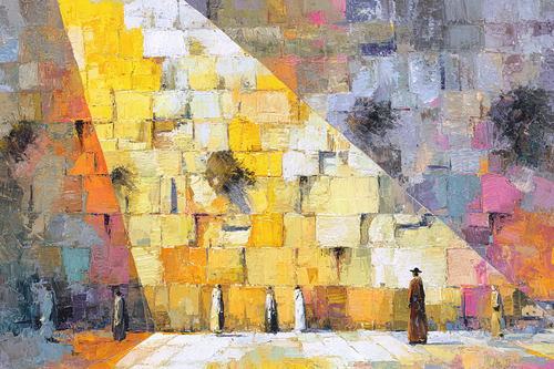 abstract style painting of the Western Wall