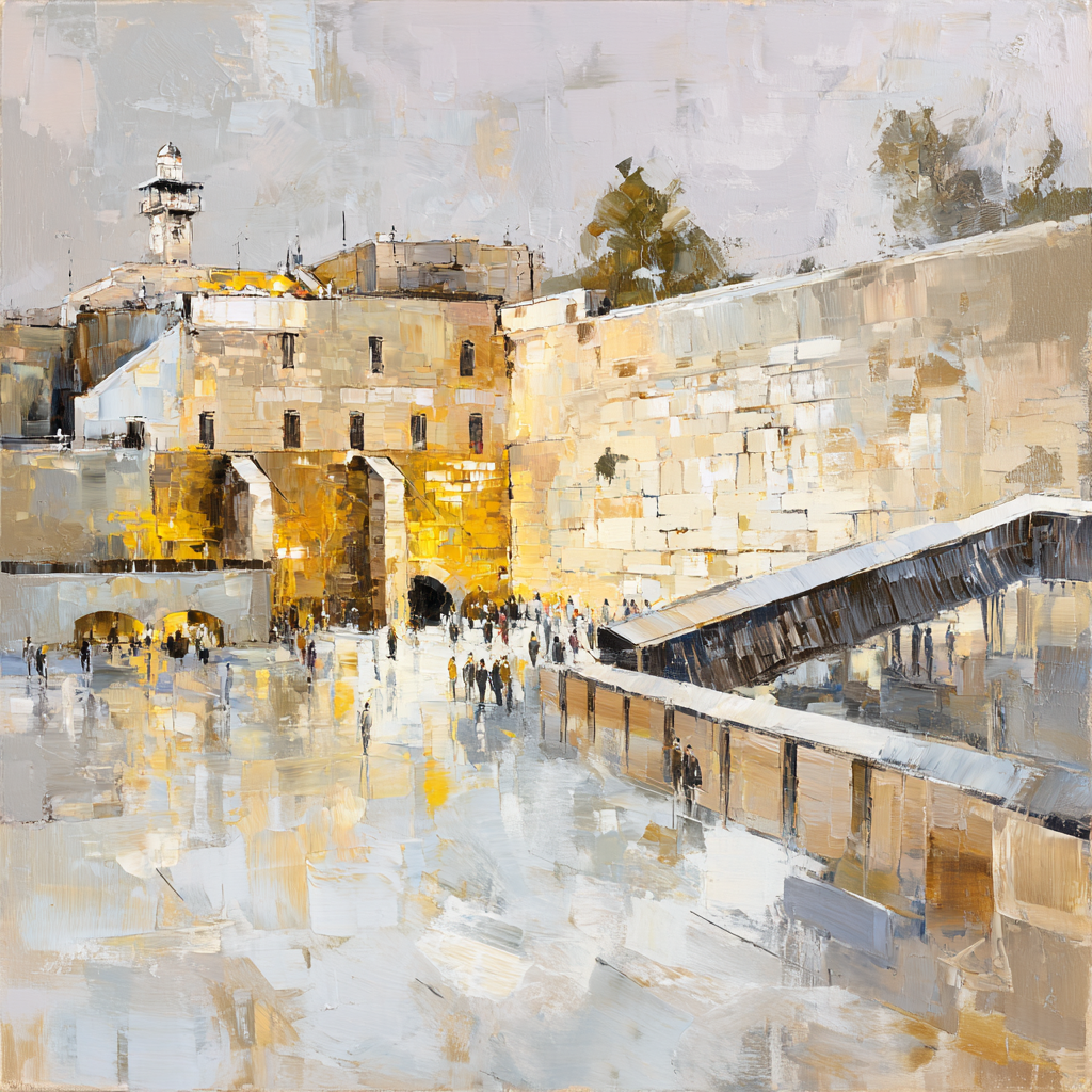Painting of the Western Wall Kotel plaza